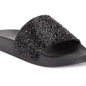 Black Bling Crystal slides sz 11 NWT